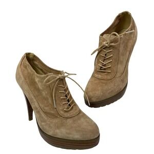 Envy Women's 9.5 Leather Upper High Platform Shoes Stacked Heels NWOB